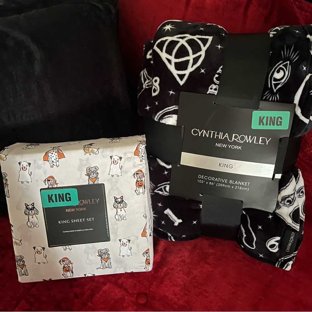 Cynthia Rowley Halloween KING sheet and blanket bundle